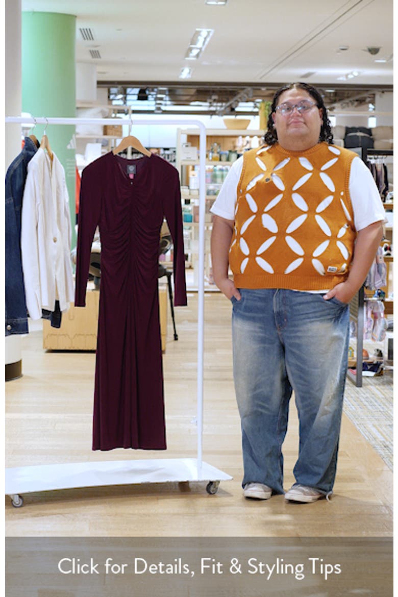 Shirred Long Sleeve V-Neck Dress video