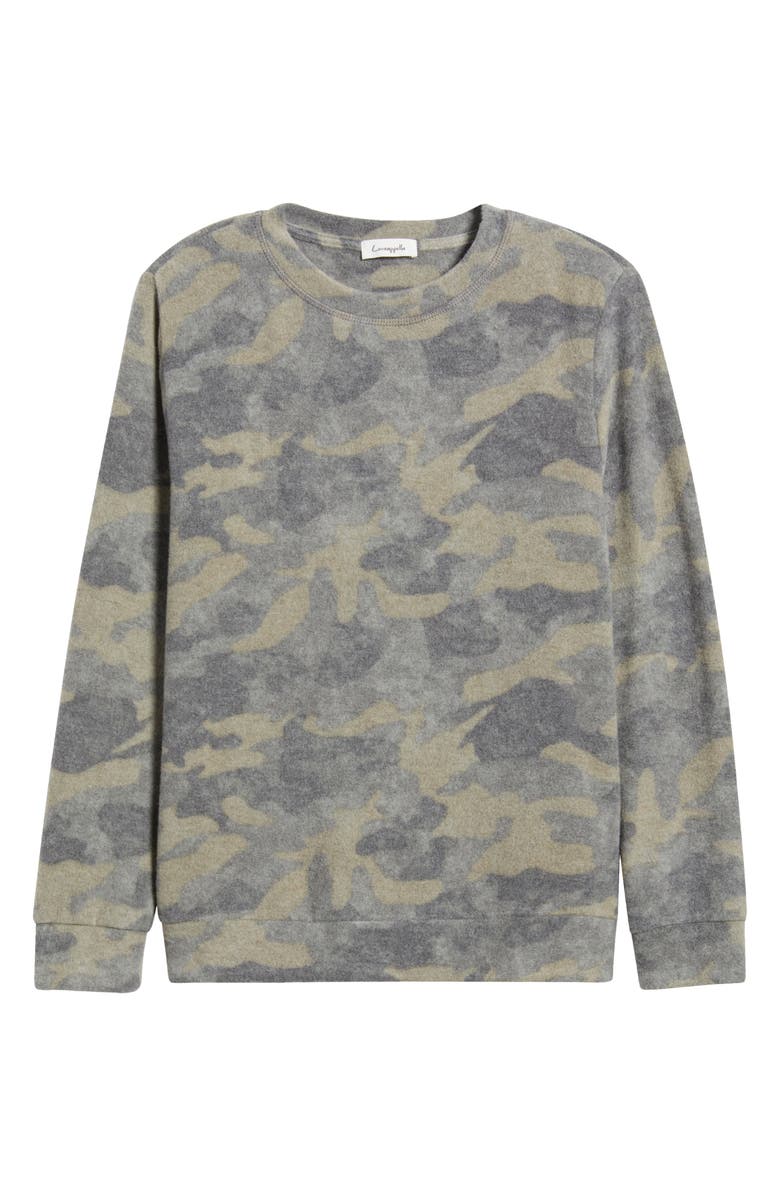 Loveappella Camo Print Brushed Long Sleeve Top, Alternate, color,