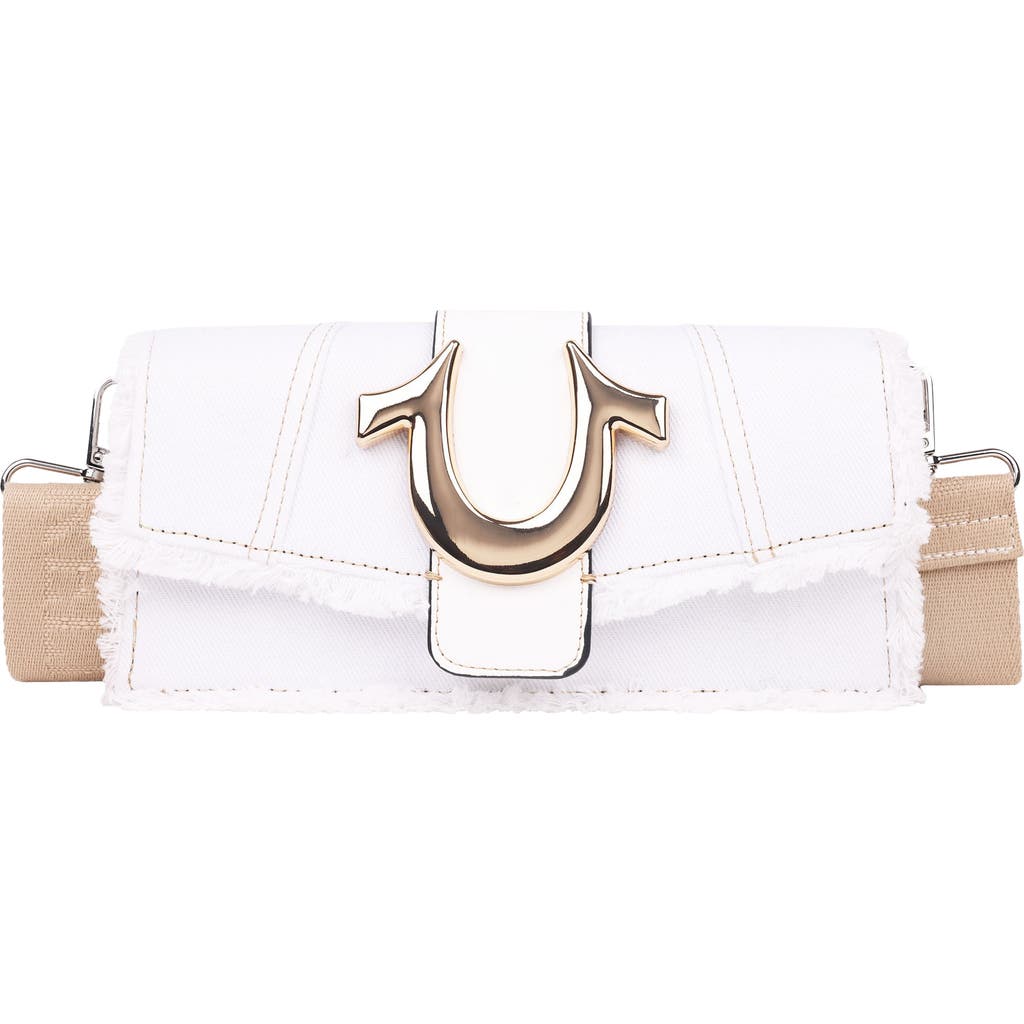 True Religion Frayed Denim Flap Crossbody Bag