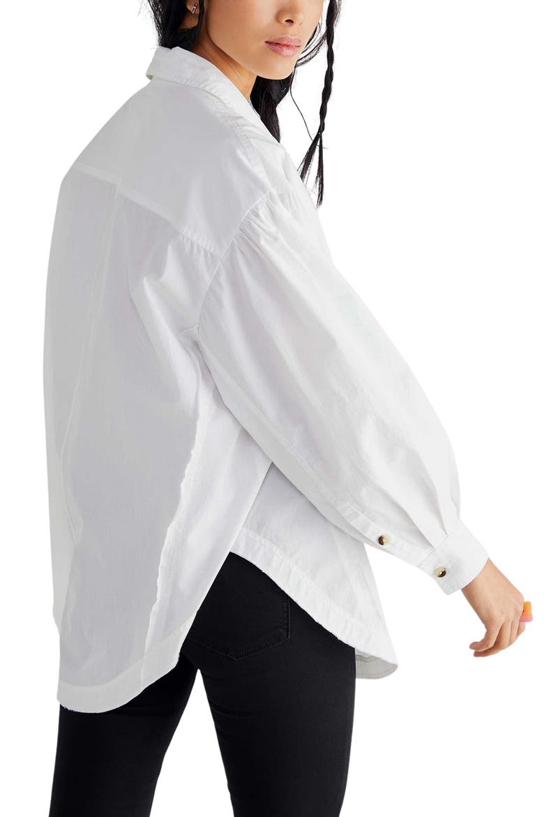 Happy Hour Oversize Poplin Button-Up Shirt, Alternate, color, WHITE