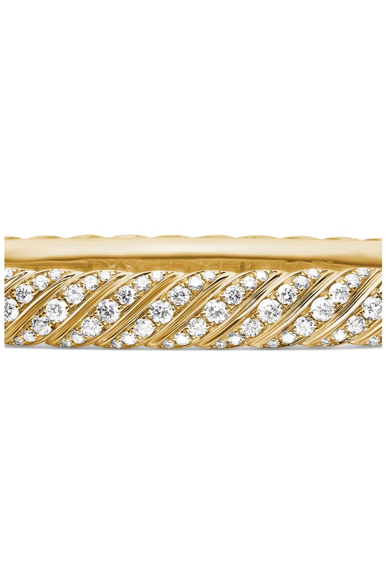 Sculpted Cable Bangle Bracelet in 18K Yellow Gold with Diamonds, 6.2mm, Alternate, color, 18K YELLOW GOLD/ DIAMOND