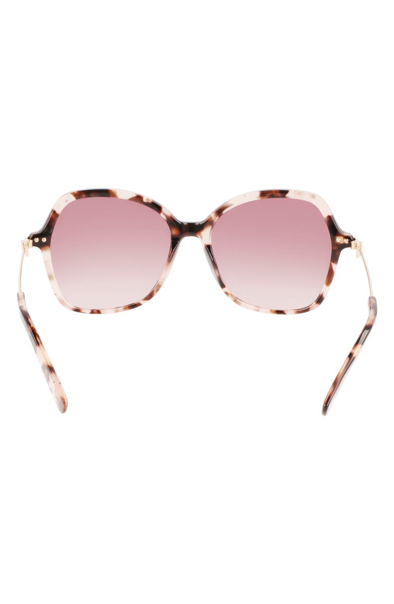 Longchamp 57mm Amazone Modified Rectangle Sunglasses, Alternate, color, Rose Havana