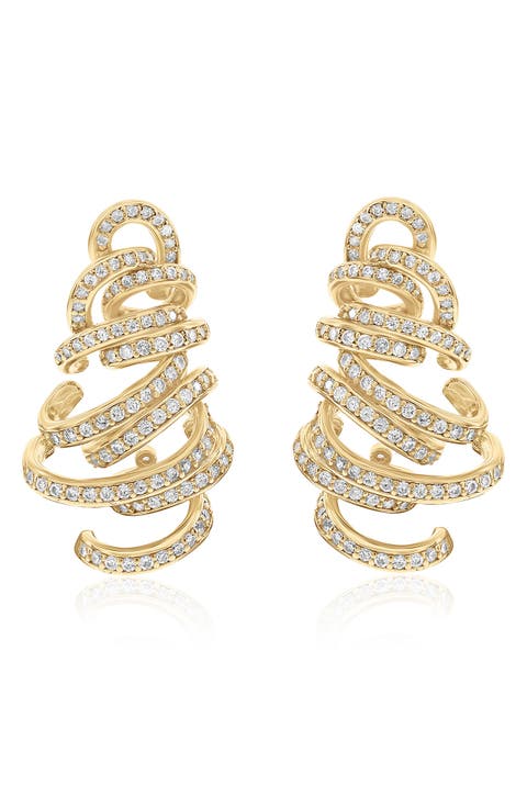 Cubic Zirconia Spiral Drop Earrings