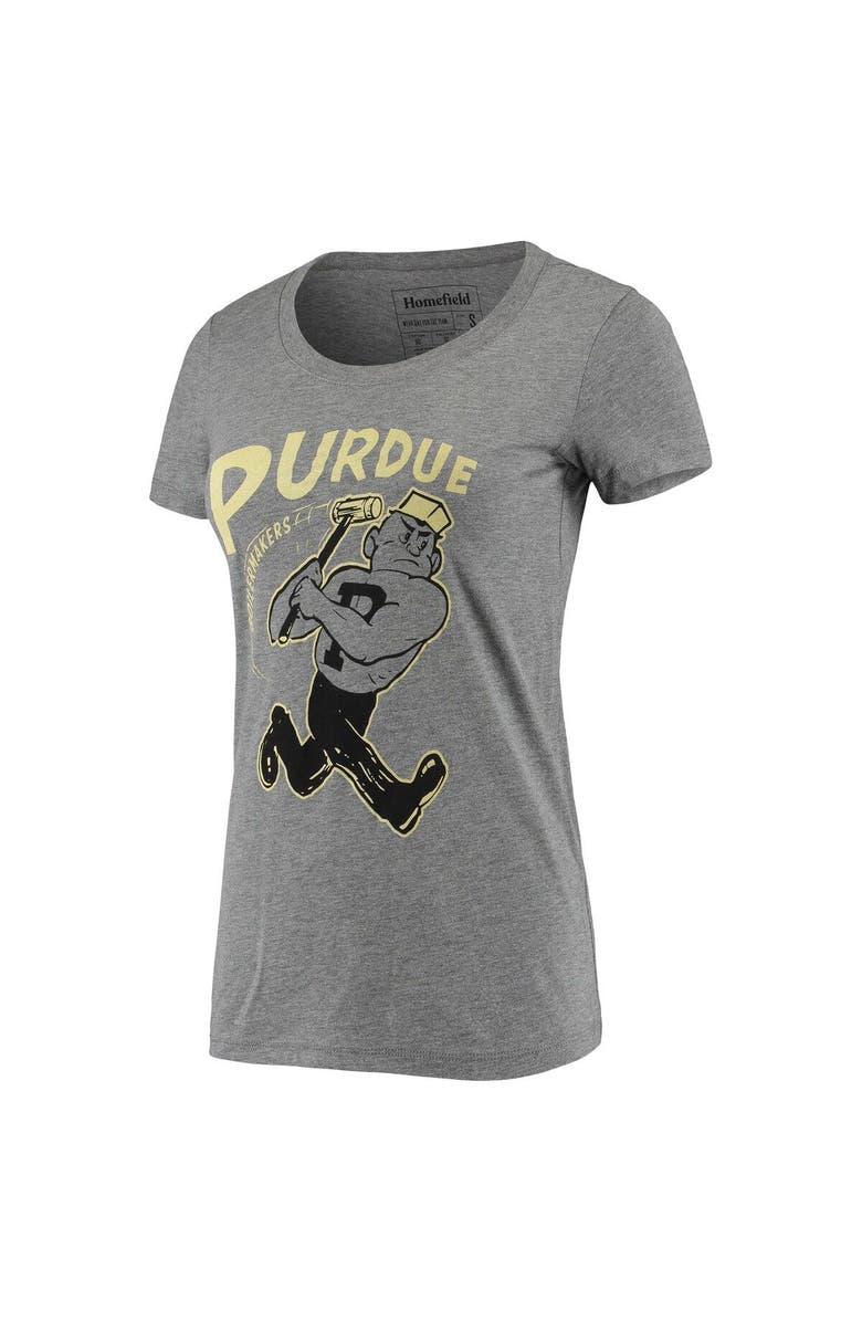 HOMEFIELD Women's Homefield Heathered Gray Purdue Boilermakers Vintage Swingin' Pete Tri-Blend T-Shirt, Alternate, color, 