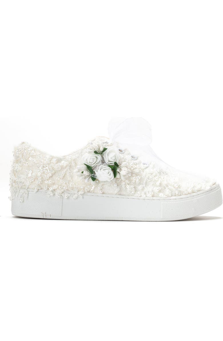 Forever & Always Shoes Rosalie Flower Bridal Sneaker, Alternate, color, Ivory