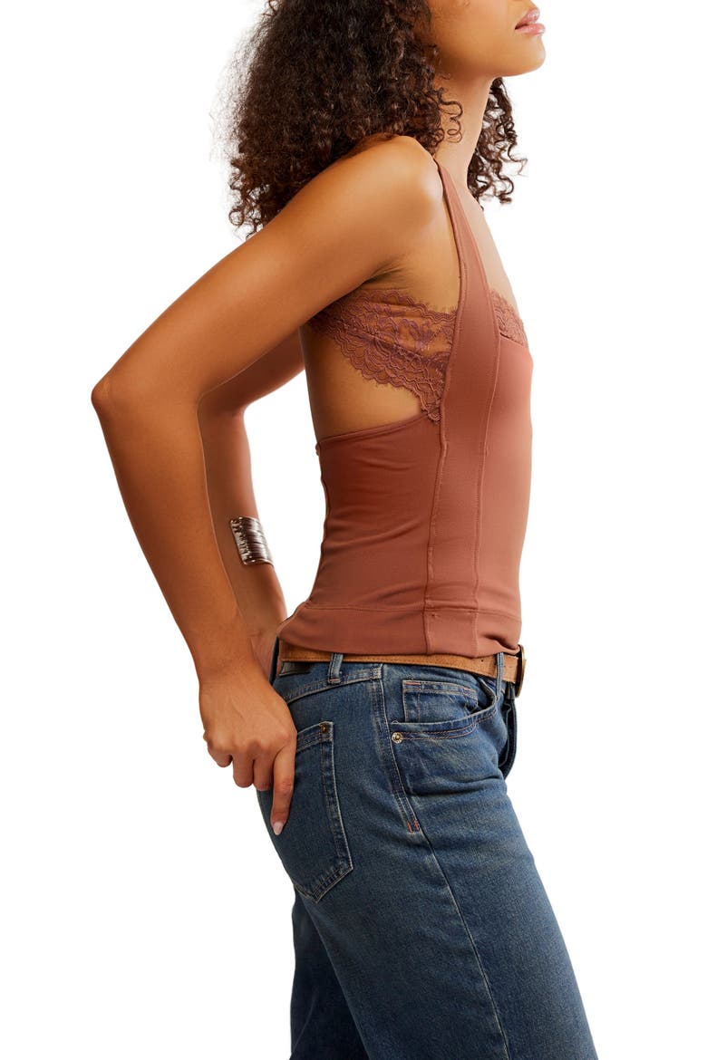 Looking Good Open Back Lace Trim Camisole, Alternate, color, NUTMEG
