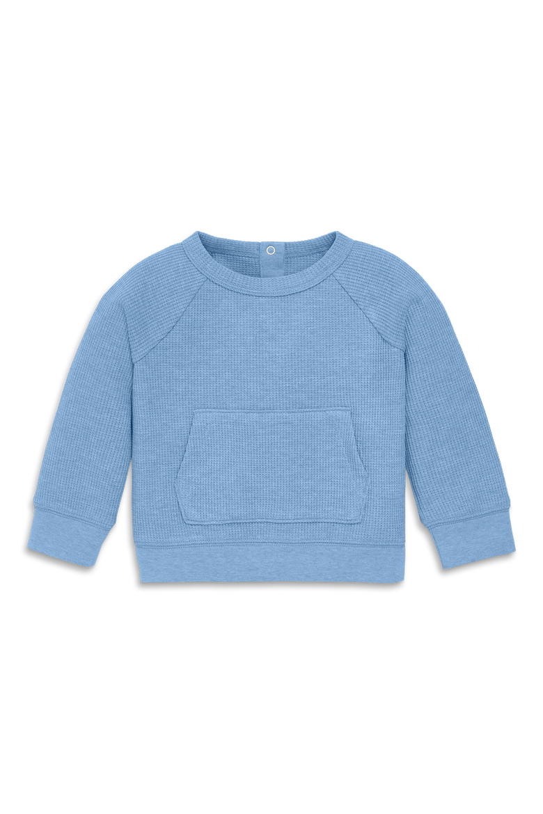Baby Heathered Waffle Pocket Tee, Main, color, Heather Vintage Blue