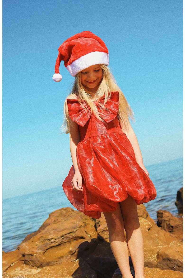 Kids' Gift Bow Taffeta Dress, Alternate, color, RED CANDY