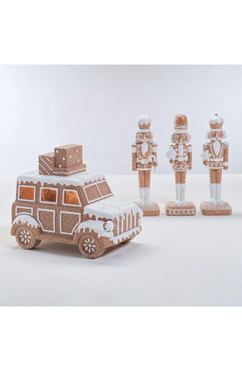 Zodax Adelard LED Holiday Gingerbread Car, Alternate, color, Brown/ White