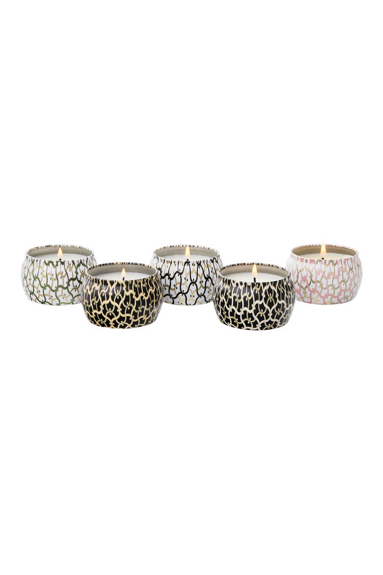 Maison Set of 5 Mini Tin Candles, Main, color, PINK