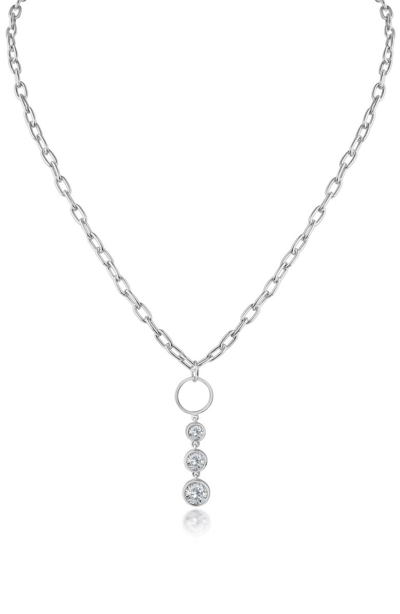 CZ by Kenneth Jay Lane Graduated Round Cubic Zirconia Drop Necklace, Main, color, 