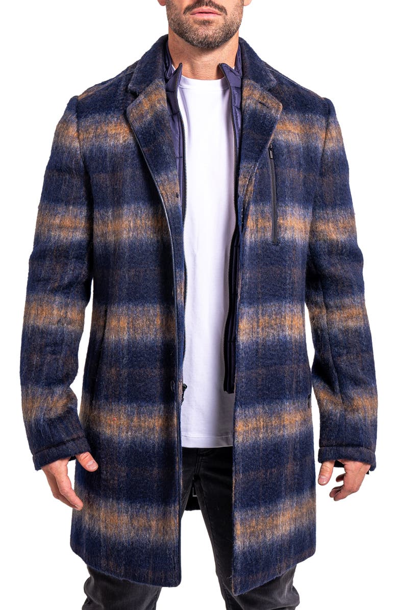 Maceoo Ascension0003 Black Brushed Cotton Blend Peacoat with Dickey, Main, color, Black