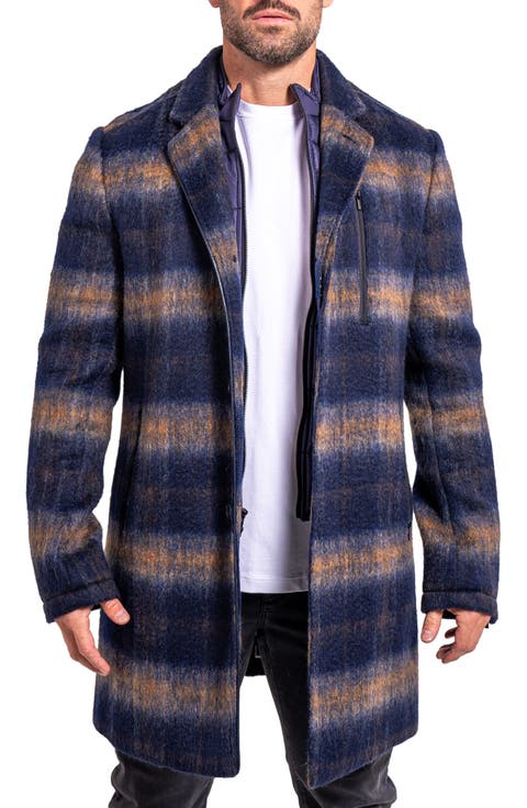 Ascension0003 Black Brushed Cotton Blend Peacoat with Dickey