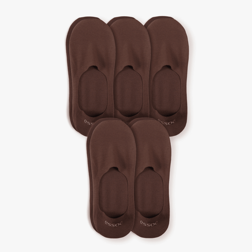 Essoc Inc Unisex Cotton No Show Socks 5-pack In Brown