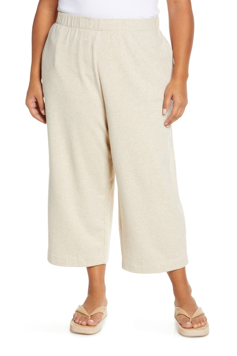 Crop Pull-On Cotton Blend Pants, Main, color, H WHITE SAND