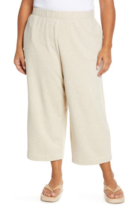 Crop Pull-On Cotton Blend Pants (Plus Size)