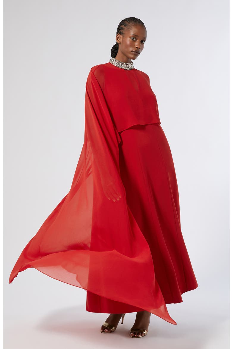 Arte Crystal Detail Swing Dress, Alternate, color, RED