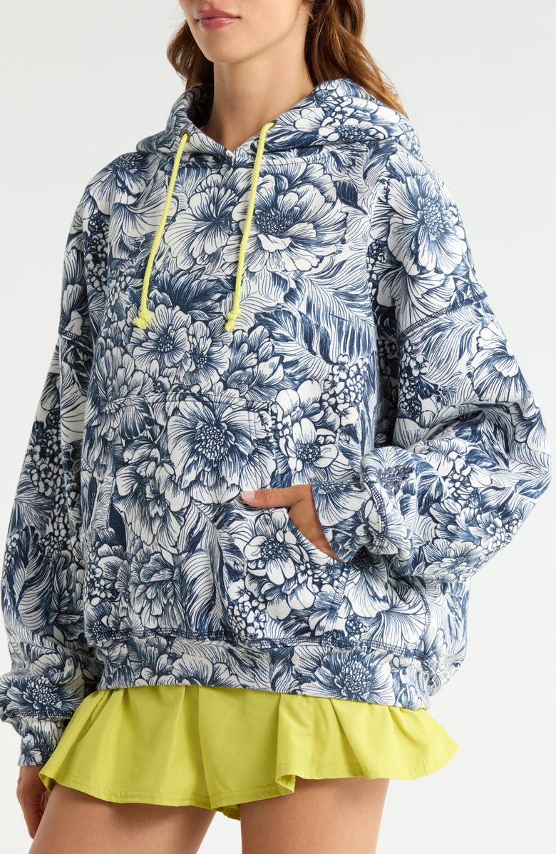 Free People Final Call Print Hoodie, Alternate, color, Wild Side Navy Combo