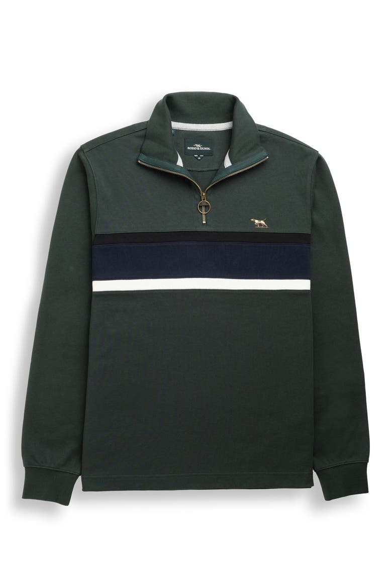 Chesterfield Chest Stripe Quarter Zip Long Sleeve Polo, Alternate, color, FOREST