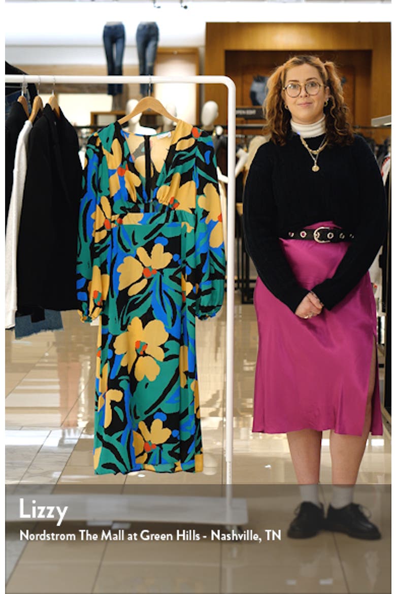 Floral Cutout Long Sleeve Satin Midi Dress video