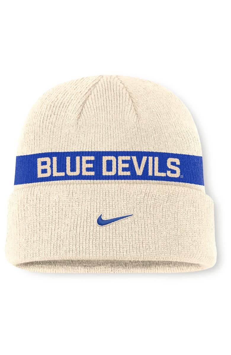 Nike Men's Nike Natural Duke Blue Devils Peak Primetime Utility Cuffed Knit Hat, Alternate, color, Natural