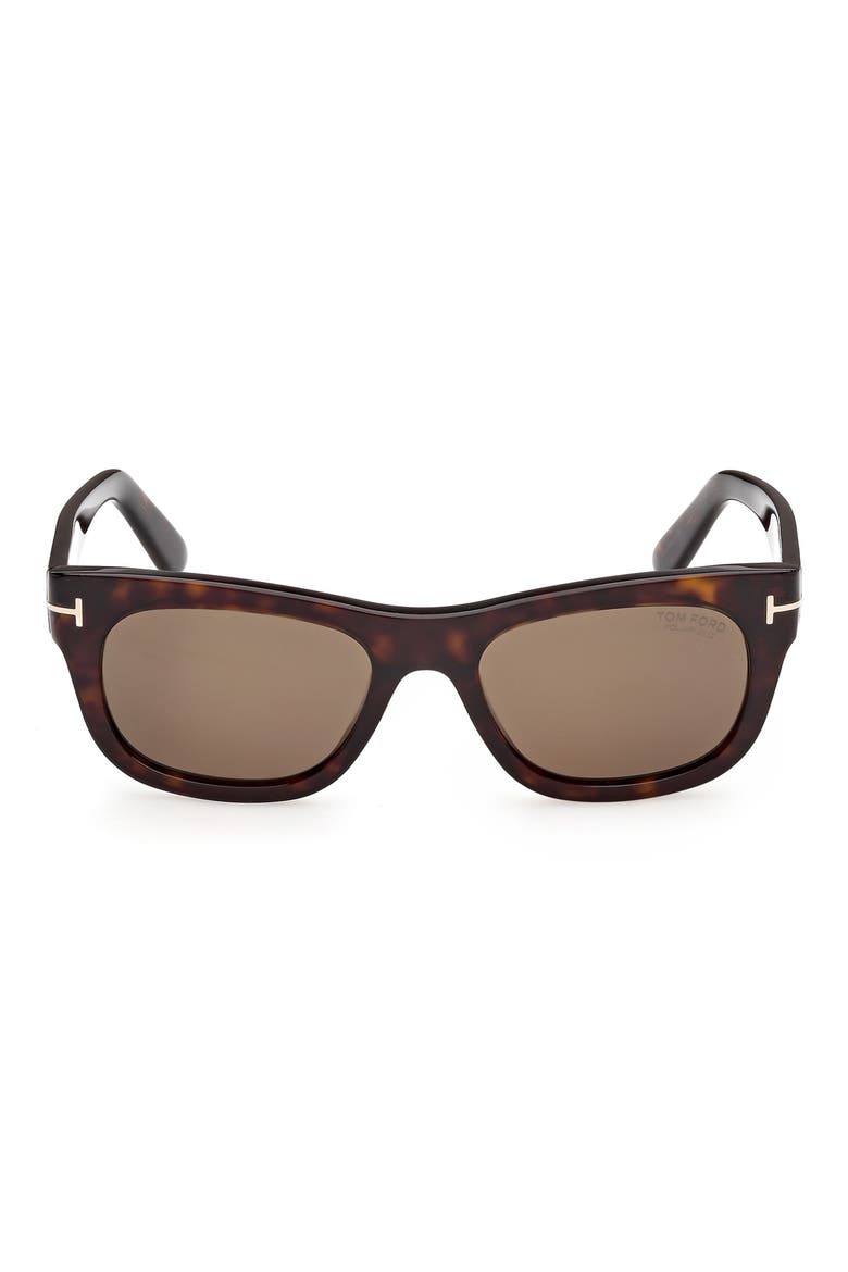 54mm Polarized Rectangular Sunglasses, Main, color, DARK HAVANA / BROWN POLARIZED