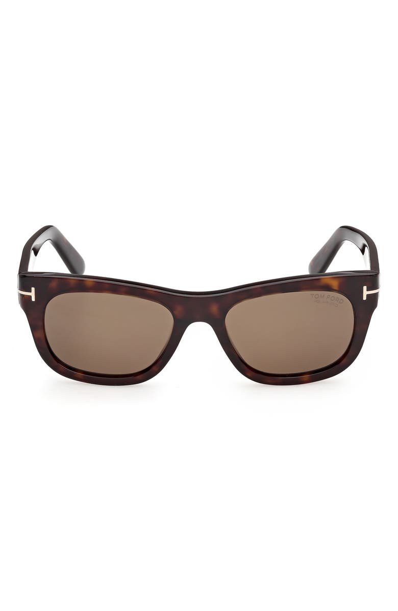 TOM FORD 54mm Polarized Rectangular Sunglasses, Main, color, Dark Havana / Brown Polarized