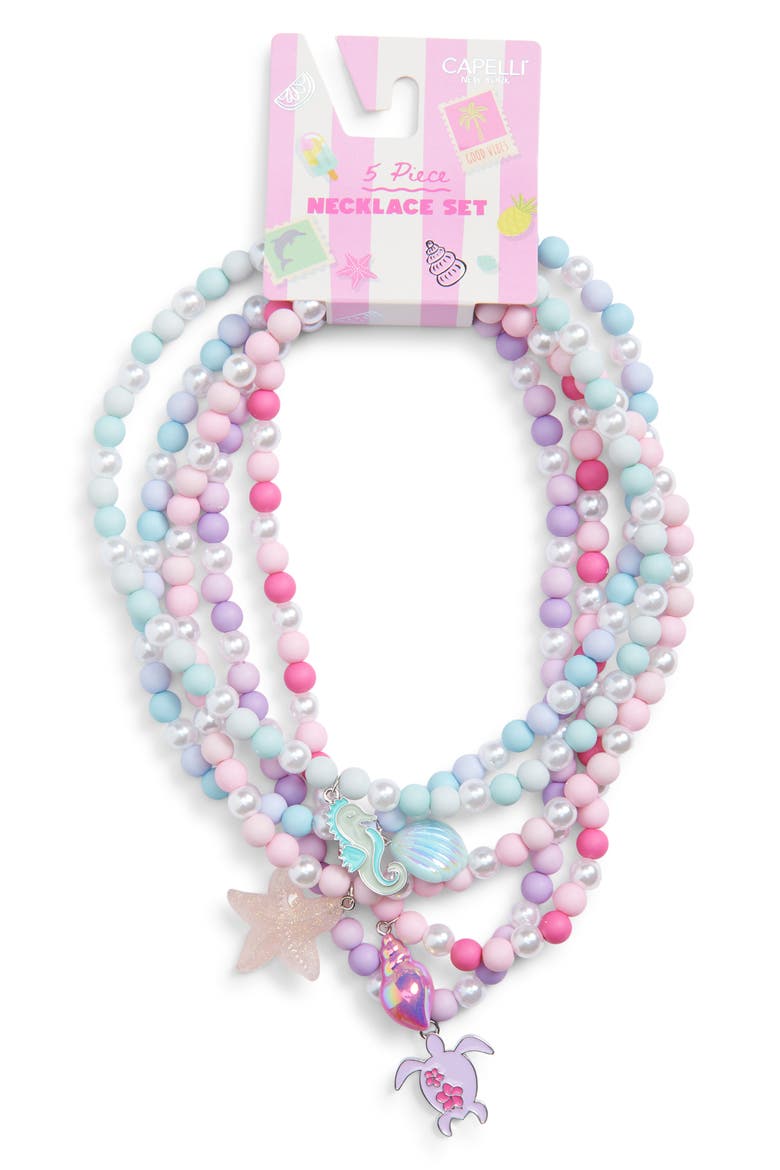 Kids' 5-Piece Ocean Charm Bracelet Set, Main, color, PURPLE MULTI