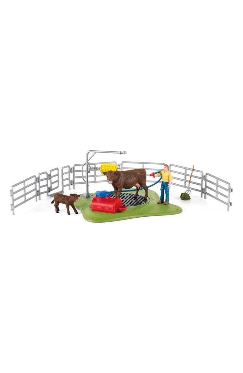 Schleich Farm World Happy Cow Wash Playset, Main, color, 