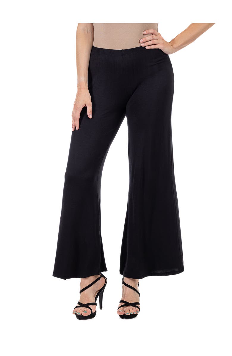 24seven Comfort Apparel Comfortable Solid Color Palazzo Pants, Main, color, Black