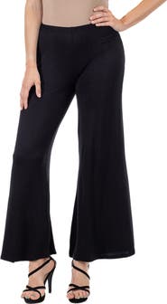 24seven Comfort Apparel Petites Comfortable Solid Color Palazzo Pants