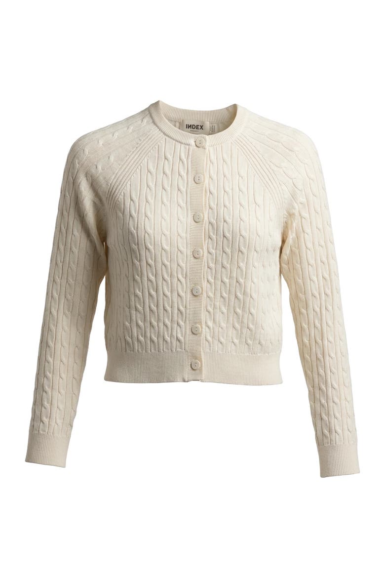 Cable Knit Raglan Sleeve Button Front Cardigan, Main, color, Cream