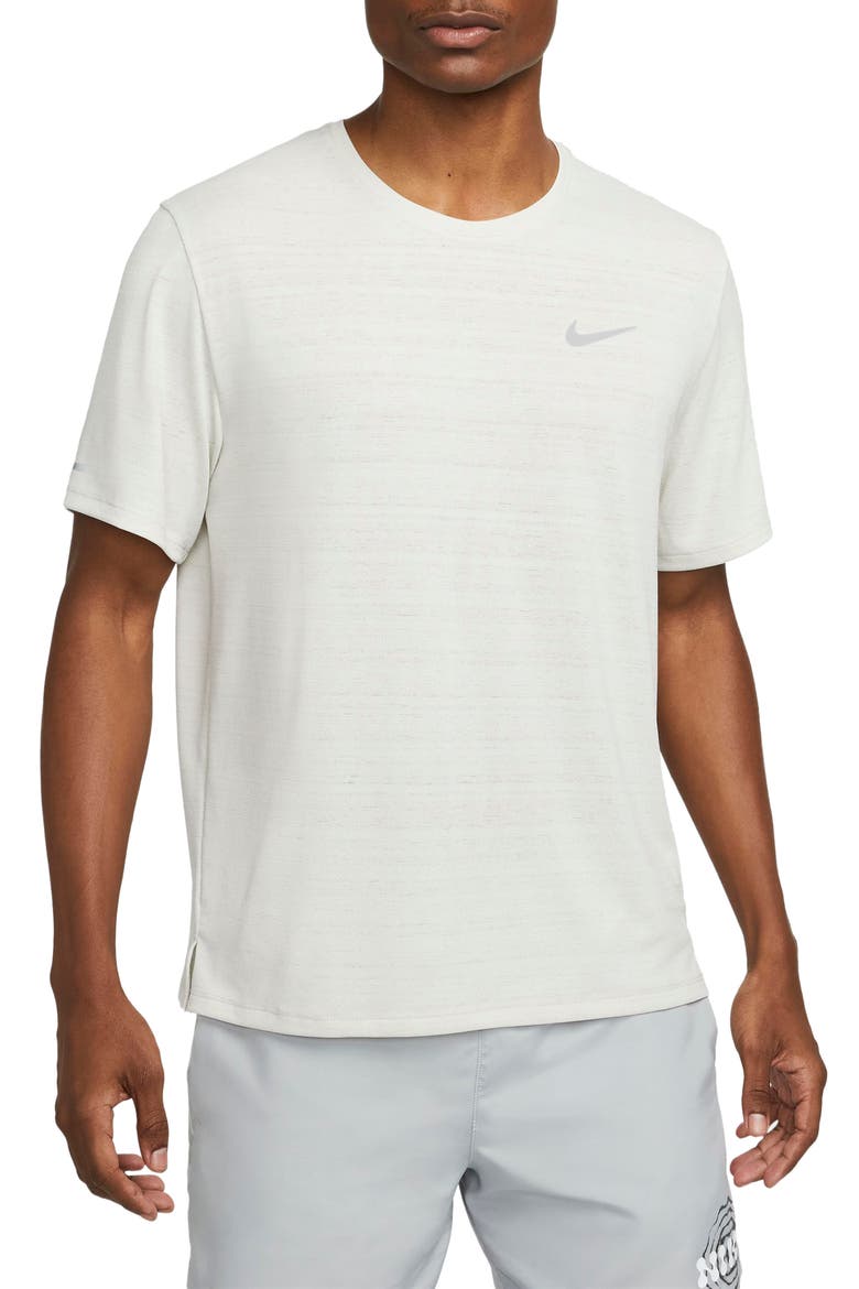Men's Dri-FIT Miler Reflective Running T-Shirt, Main, color, LIGHT BONE/ REFLECTIVE SILVER