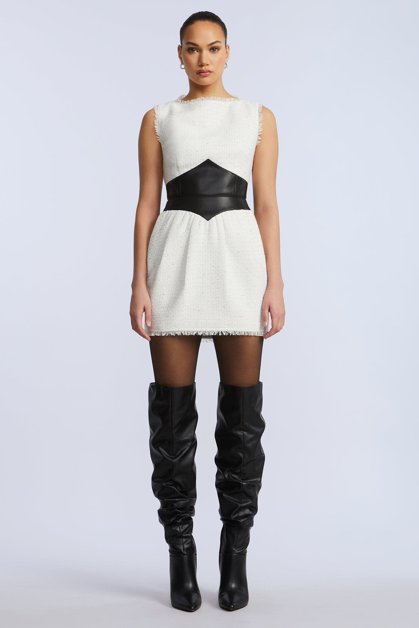 Leather Tweed Dress
