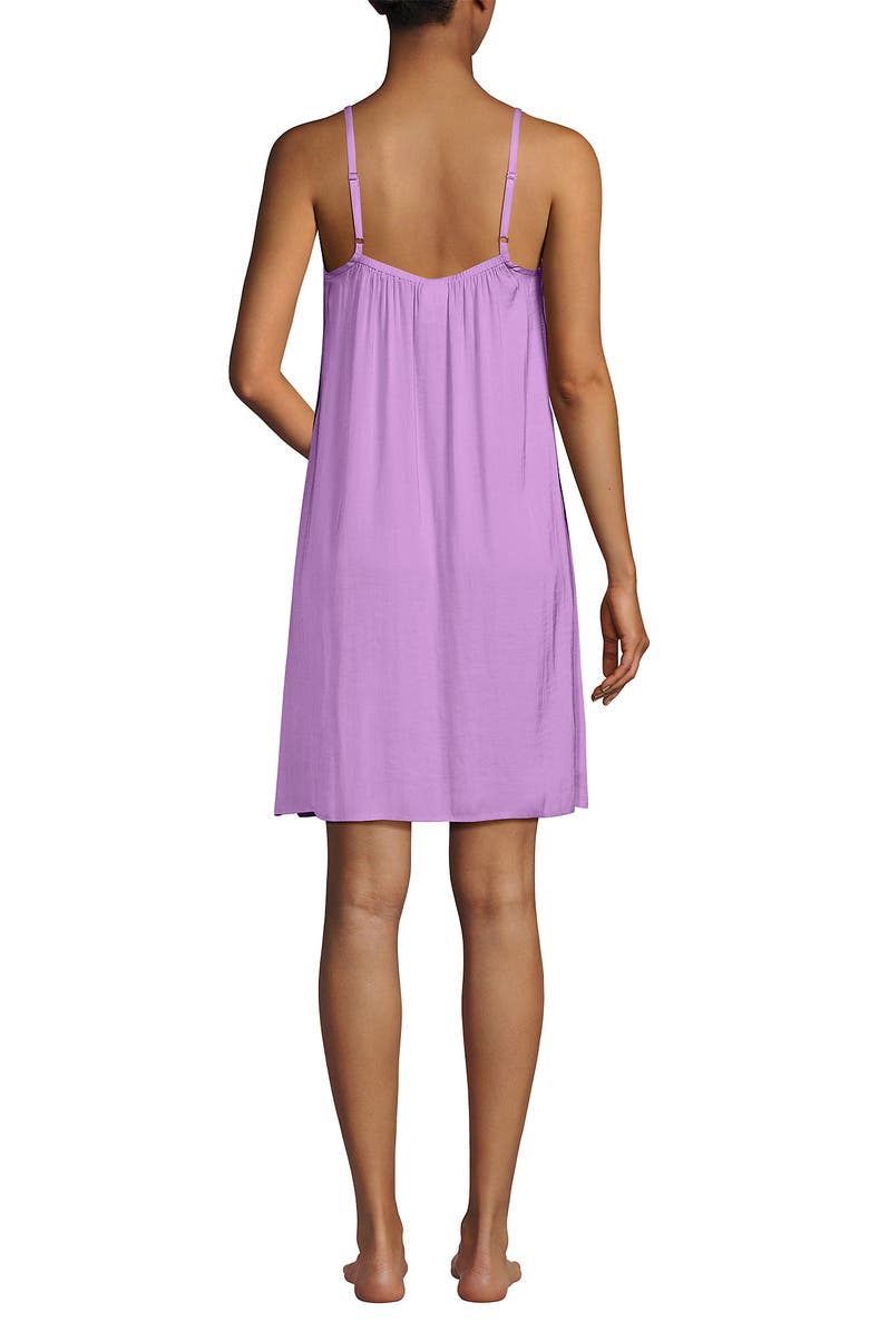 Lands' End Matte Satin 2 Piece Pajama Set - Nightgown and Robe, Alternate, color, Black Large Watercolor Floral