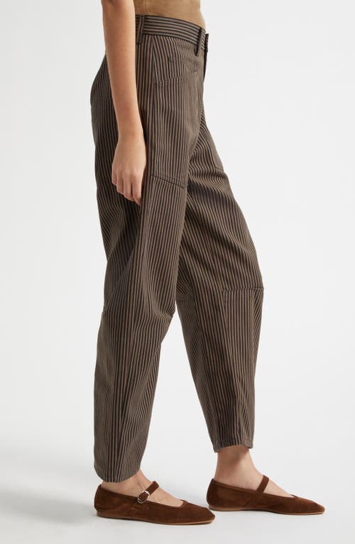 Nili Lotan Shon Barrel Leg Cotton Twill Pants In Vintage Railroad Stripe
