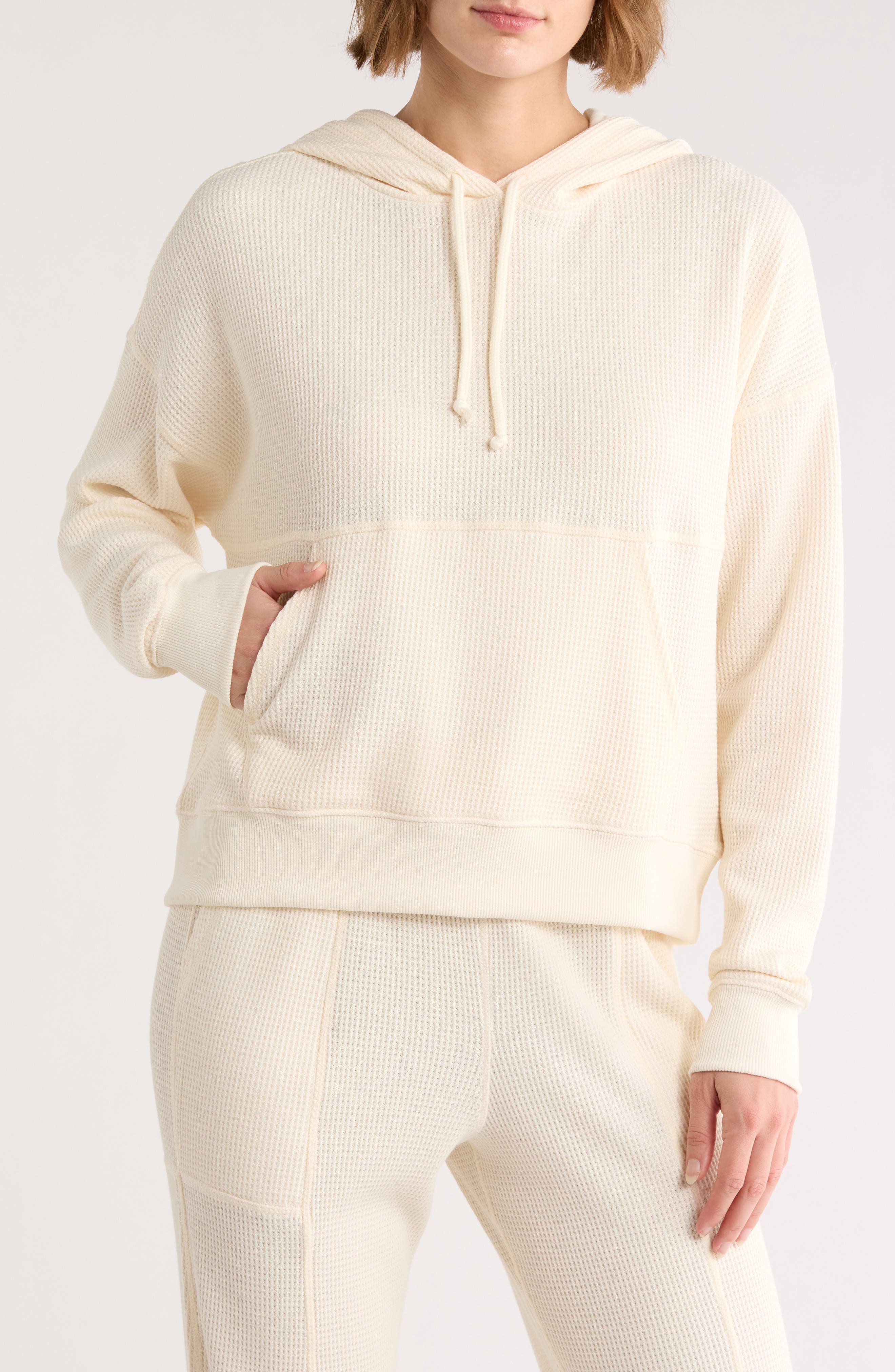 Brushed Waffle Knit Hoodie - image 3