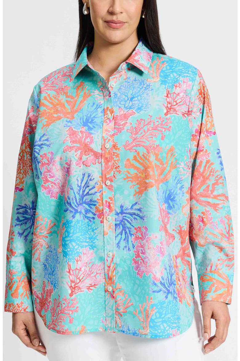 Meghan Cotton Button-Up Shirt, Main, color, BLUE MULTI
