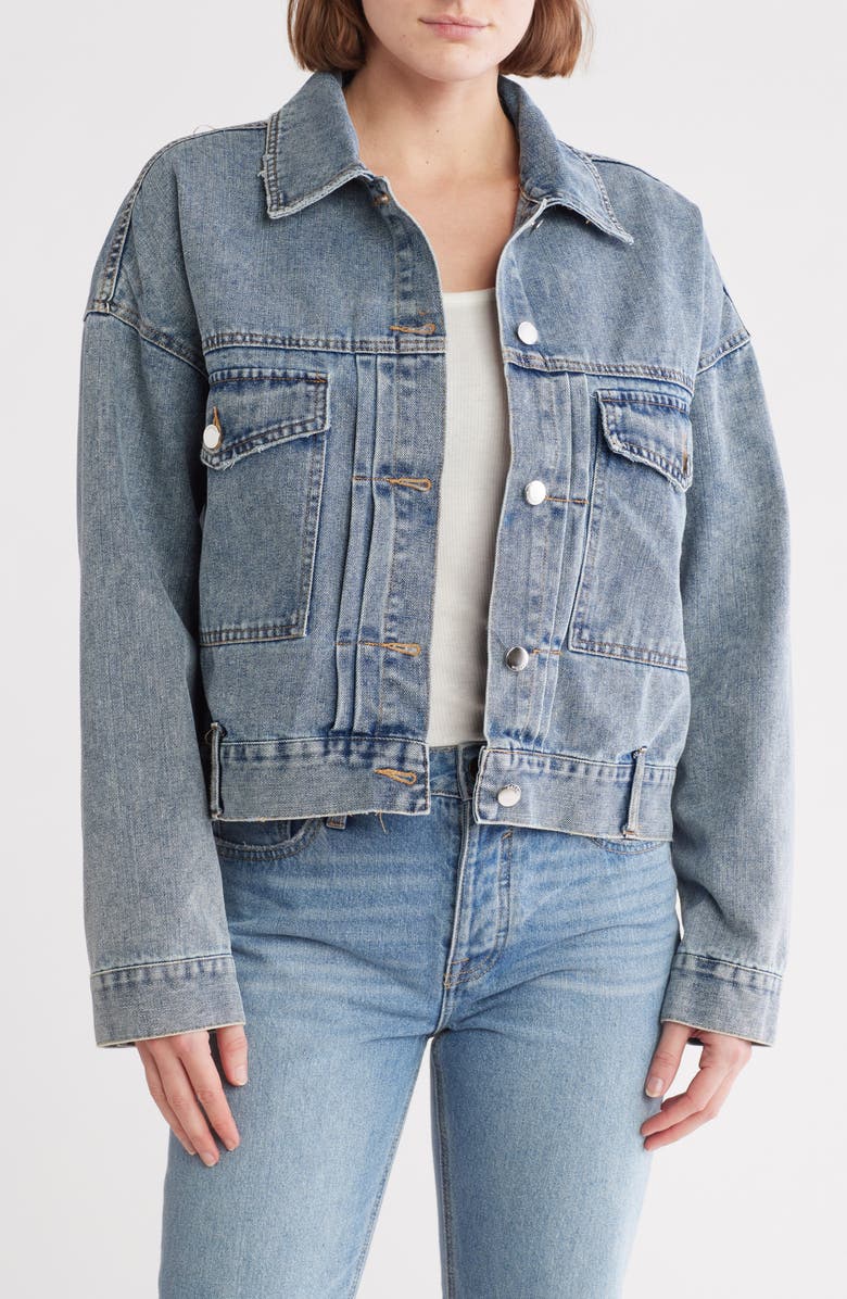Vigoss Oversize Denim Trucker Jacket, Main, color, Light Wash