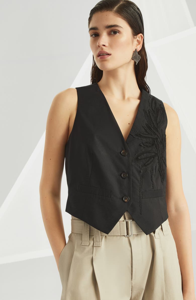 Brunello Cucinelli Flora Appliqué vest, Alternate, color,
