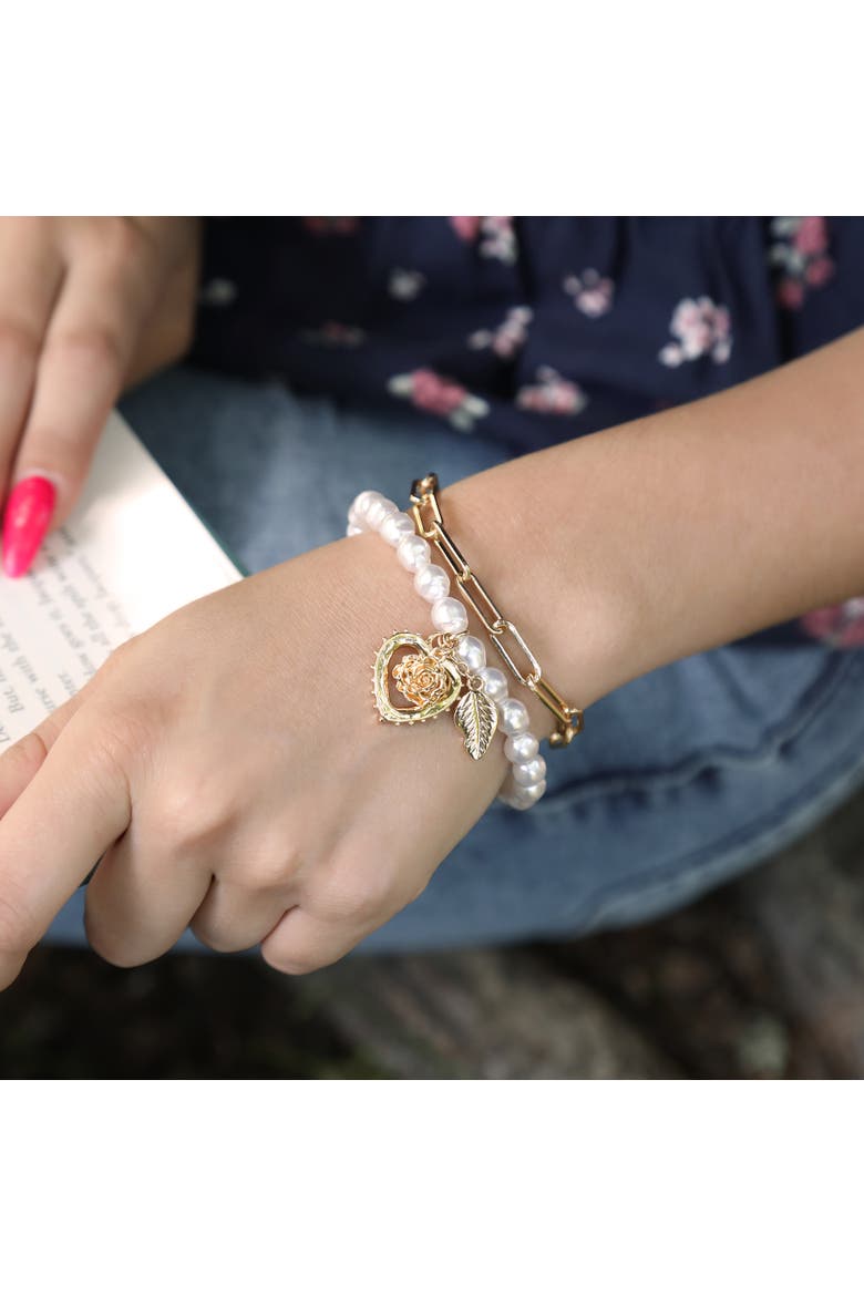 Stackable Gold-Tone and Bead Bracelets for Women 5-Piece Set, Alternate, color, Gold-Tone