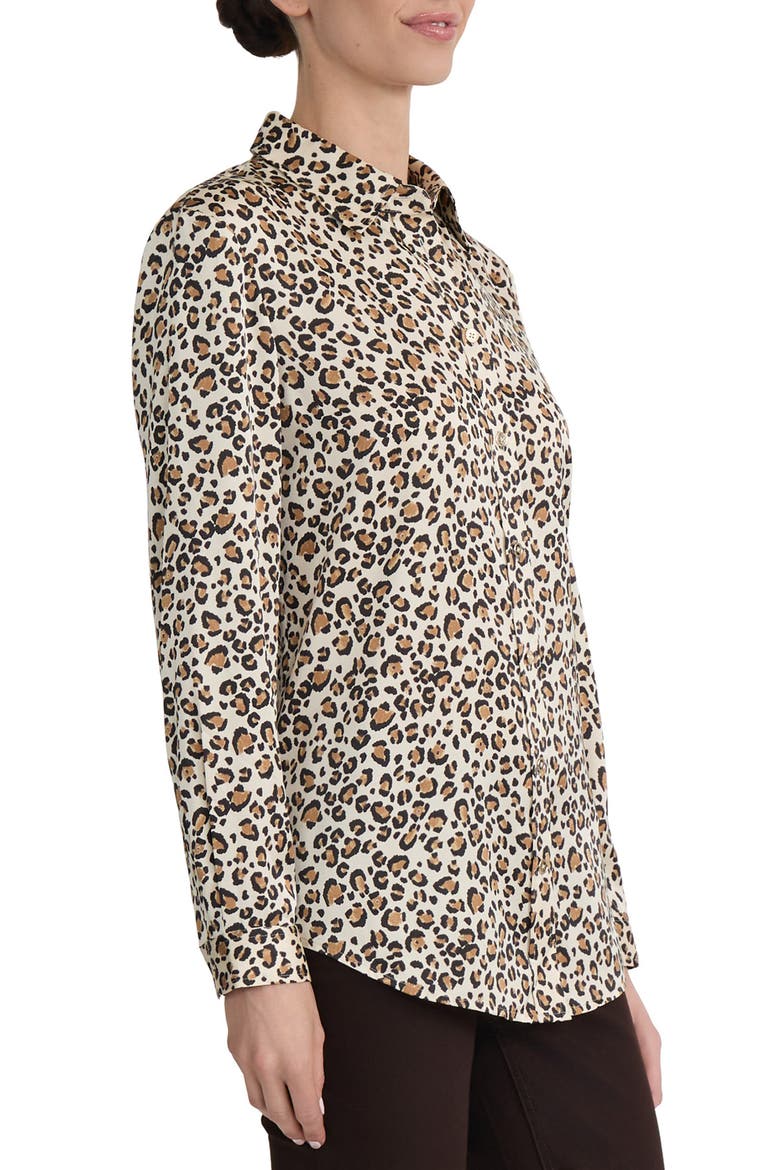 Leopard Print Long Sleeve Button-Up Shirt, Alternate, color, OAT MILK MULTI