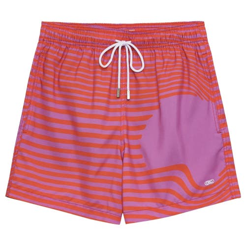 Le Club Resortwear Eco-Friendly 7" Le Club Men's Swim Trunks for Ultimate Comfort in Orange/pink at Nordstrom, Size Small