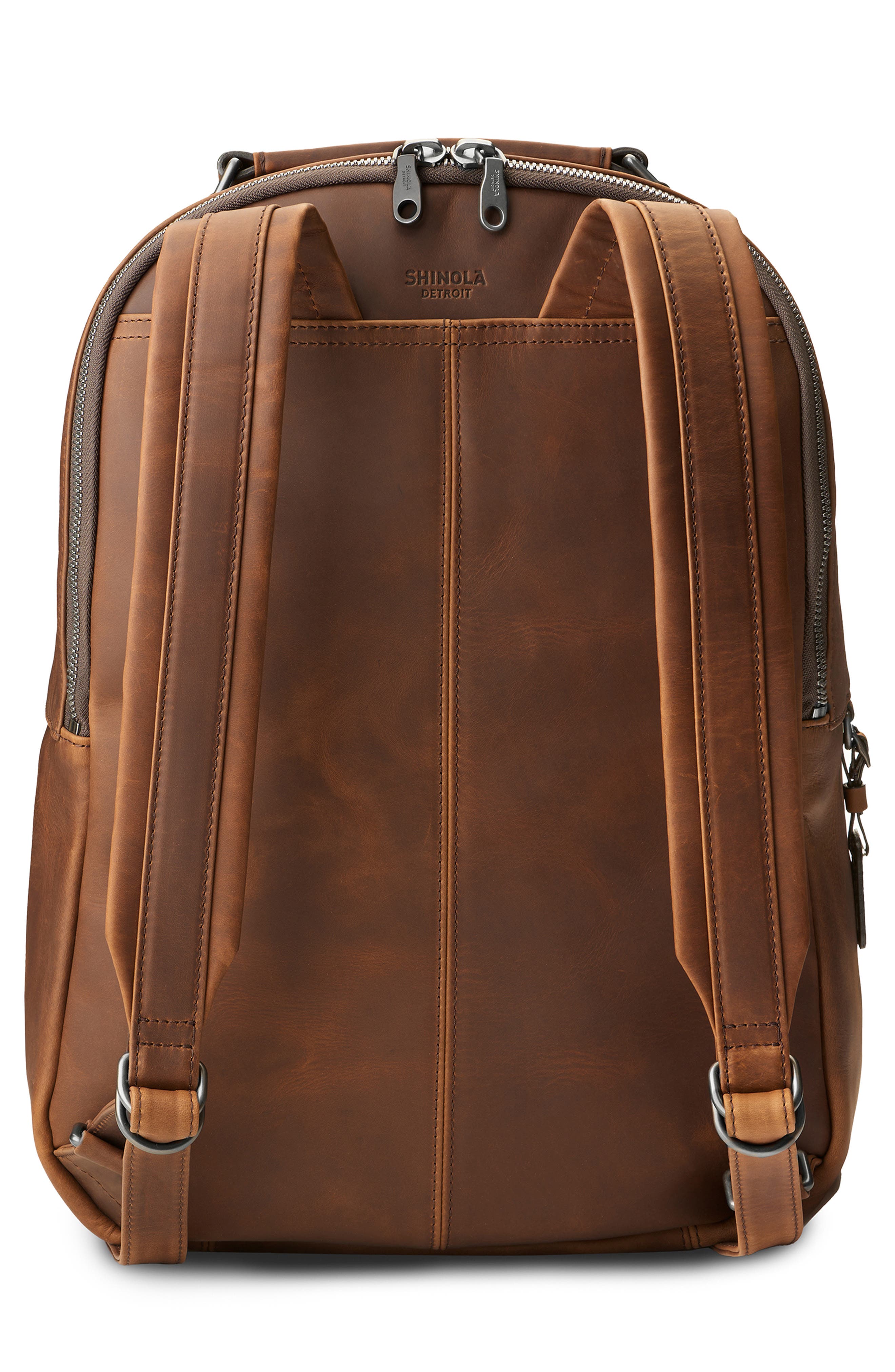 Shinola Runwell Leather Backpack, Alternate, color, Medium Brown