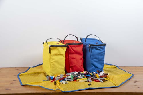 Lego 4-pc Tote And Play Mat In Black/yellow/red
