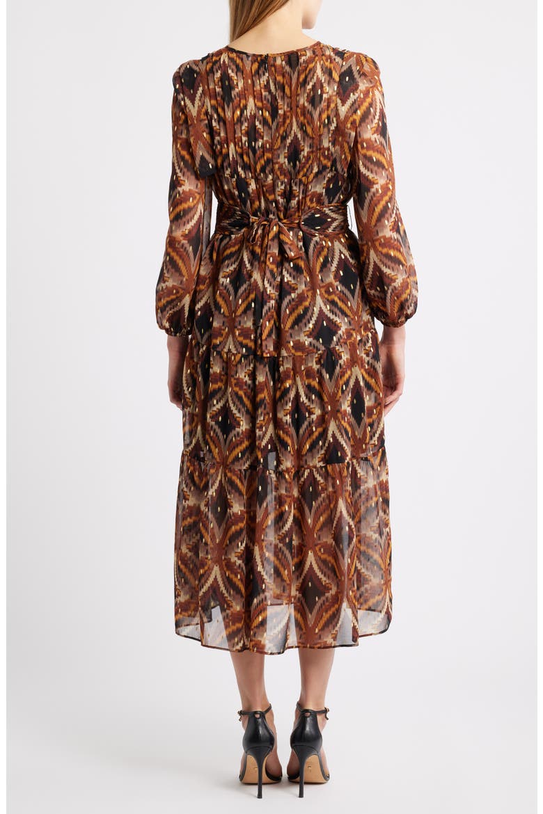 Metallic Fleck Abstract Print Long Sleeve Chiffon Dress, Alternate, color, BLACK MULTI