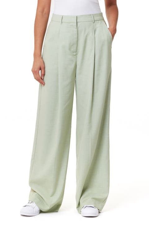 Rose High Waist Wide Leg Pleat Front Pants