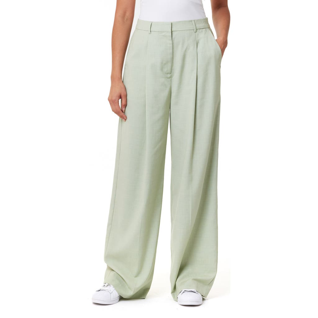 Scotch & Soda Rose High Waist Wide Leg Pleat Front Pants In Green