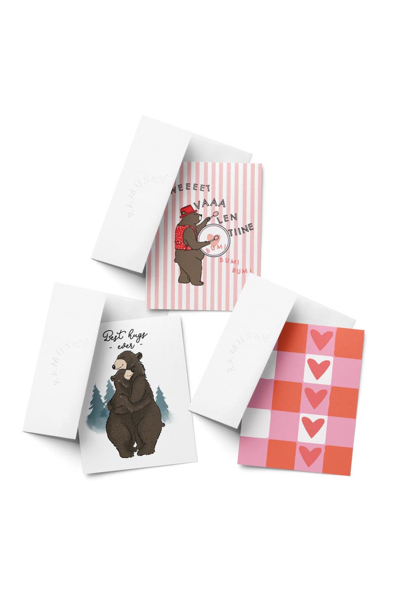 Valentine's Day Friendship Greeting Card Pack Sets, 'Sweet VA LEN TINE Bear, Best Hugs Ever, Heart Grid', Main, color, Multi-Pack