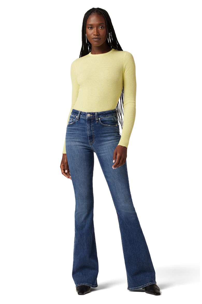 Back Keyhole Cutout Organic Cotton Blend Rib Sweater, Alternate, color, LEMON GRASS